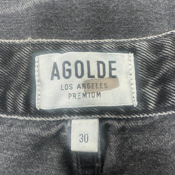 Agolde Criss Cross Distressed Jean Denim Mini Skirt Size 30 In Pivot Wash Black - Picture 10 of 14